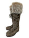 Stuart Weitzman Shoe Size 8.5 Taupe Beige Suede Upper Faux Fur Lace Up Boots Taupe Beige / 8.5