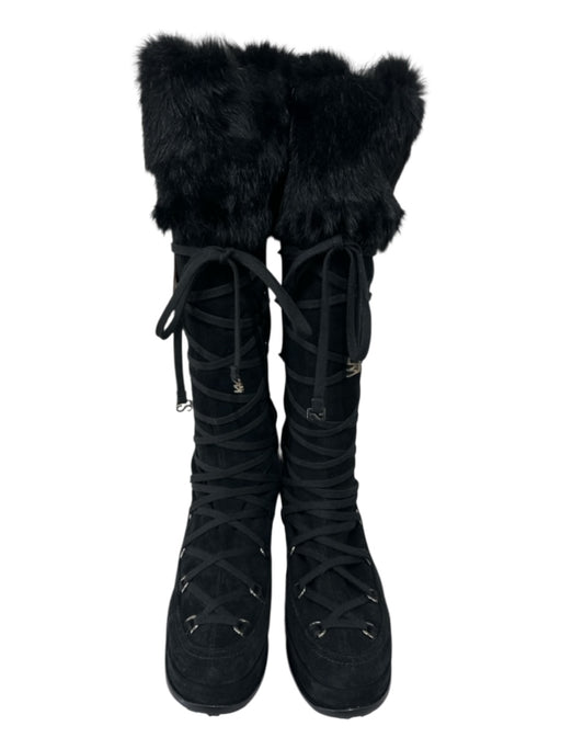 Stuart Weitzman Shoe Size 9 Black Suede Upper Faux Fur Shearling Detail Boots Black / 9