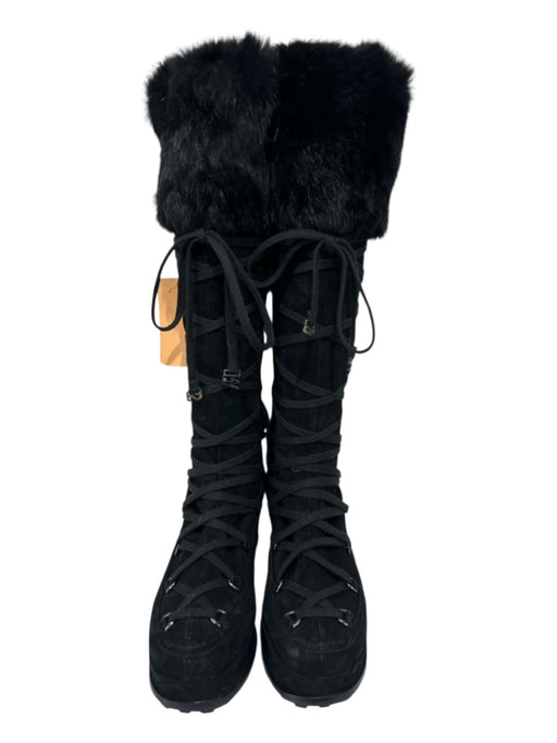 Stuart Weitzman Shoe Size 8.5 Black Suede Upper Faux Fur Shearling Detail Boots Black / 8.5