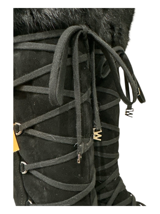 Stuart Weitzman Shoe Size 8.5 Black Suede Upper Faux Fur Shearling Detail Boots Black / 8.5