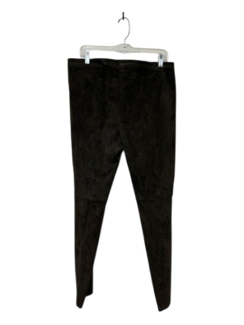 Rena Lange Size 14 Chocolate Brown Suede Paneled Side Zip Fitted High Rise Pants Chocolate Brown / 14