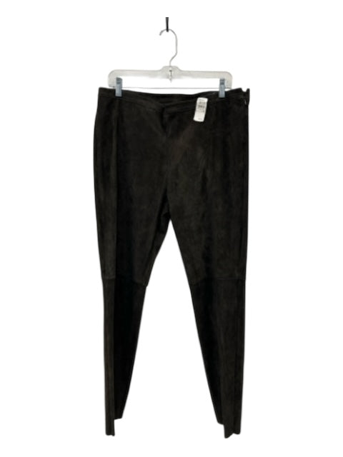 Rena Lange Size 14 Chocolate Brown Suede Paneled Side Zip Fitted High Rise Pants Chocolate Brown / 14