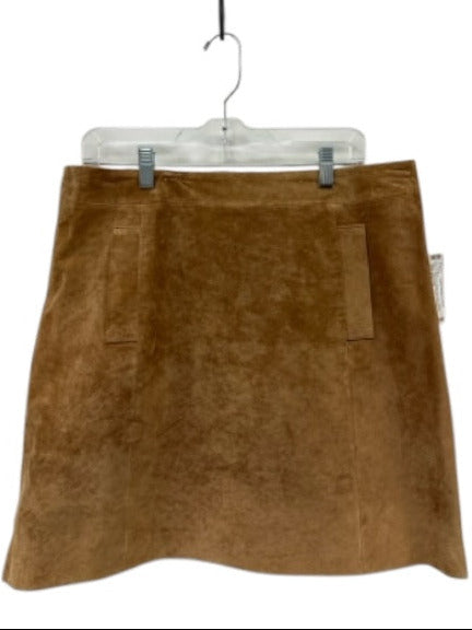 KUT Size 12 Tan Suede Back Zip Paneled Pockets Above Knee Skirt Tan / 12