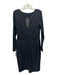 Escada Size 40 Black Virgin Wool Blend Long Sleeve Shoulder Pleat Back Zip Dress Black / 40
