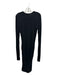 A.L.C. Size Large Black Viscose Long Sleeve Side Ruching Crew Neck Fitted Dress Black / Large