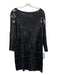 Theory Size Large Black Rayon All Over Sequins 3/4 Sleeve Wide Neck Dress Black / Large