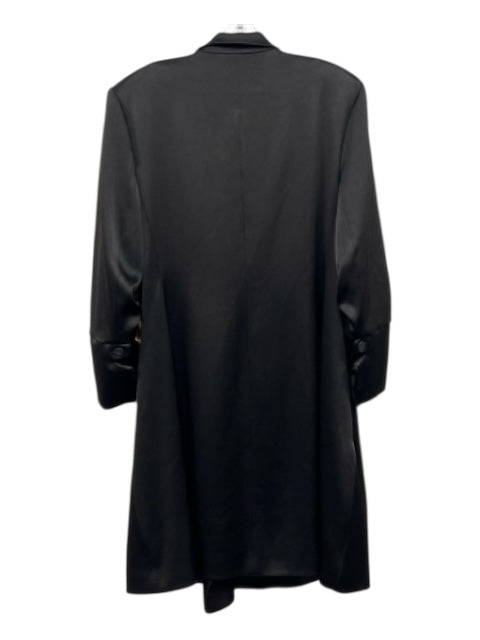 Halston Heritage Size XL Black Triacetate Satin Double Breast 3/4 Sleeve Dress Black / XL