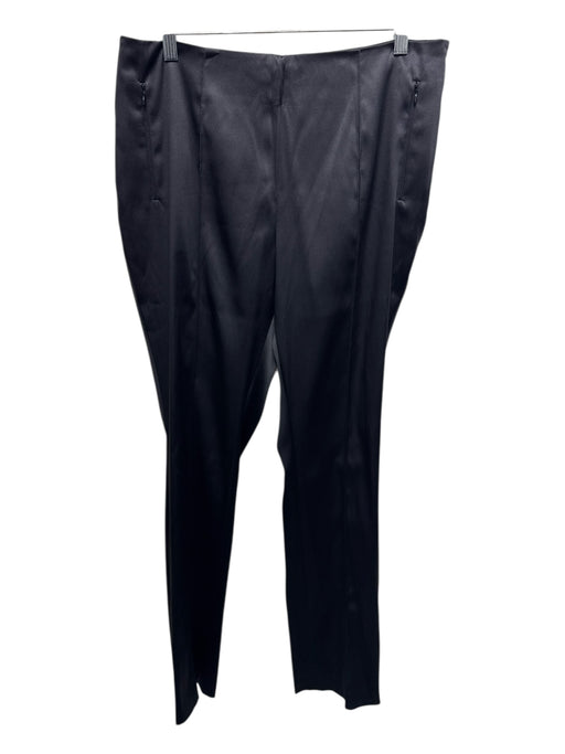 Akris Size 12 Black Silk Blend Satin Zip Pocket High Rise Center Seam Pants Black / 12
