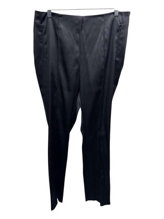 Akris Size 12 Black Silk Blend Satin Zip Pocket High Rise Center Seam Pants Black / 12