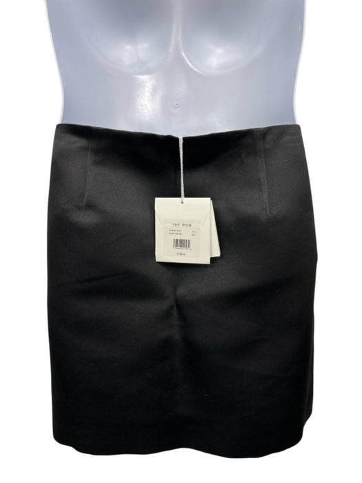 The Row Size 14 Black Silk Side Zip Solid Lined Above Knee Skirt Black / 14