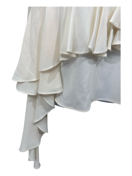 Alexander McQueen Size 46 Cream Silk Ruffle Asymmetrical Hem Sleeveless Top Cream / 46