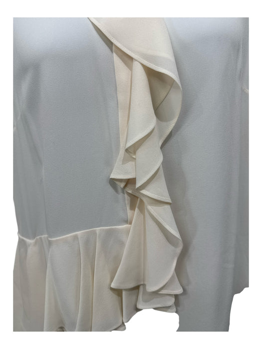 Alexander McQueen Size 46 Cream Silk Ruffle Asymmetrical Hem Sleeveless Top Cream / 46