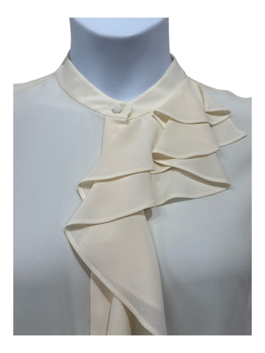 Alexander McQueen Size 46 Cream Silk Ruffle Asymmetrical Hem Sleeveless Top Cream / 46