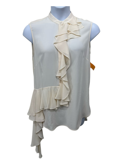 Alexander McQueen Size 46 Cream Silk Ruffle Asymmetrical Hem Sleeveless Top Cream / 46
