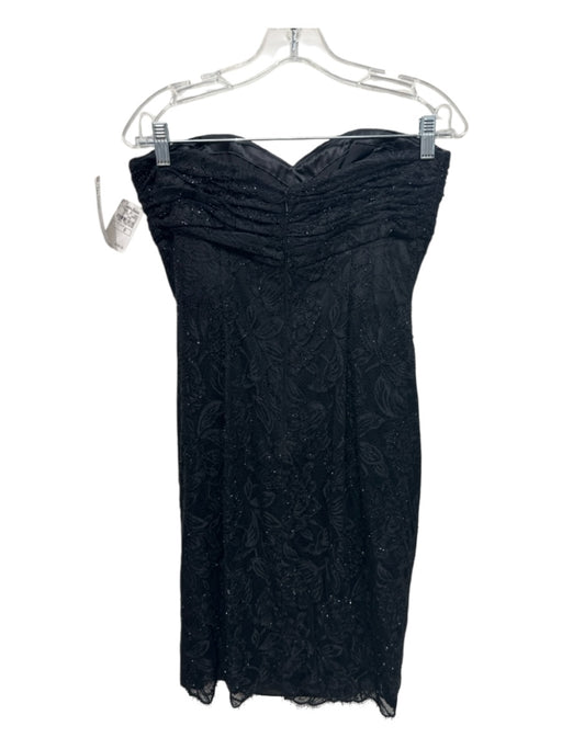 Carmen Marc Valvo Size 8 Black Cotton & Silk Lace Overlay Strapless Dress Black / 8