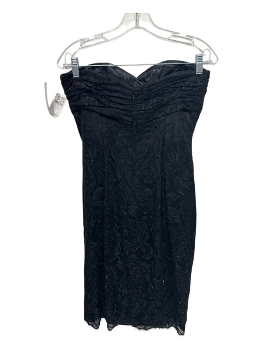 Carmen Marc Valvo Size 8 Black Cotton & Silk Lace Overlay Strapless Dress Black / 8
