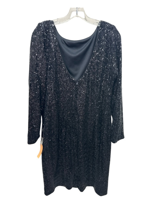Frascara Size 16 Black Polyester Fully Sequined Long Sleeve Low Back Dress Black / 16
