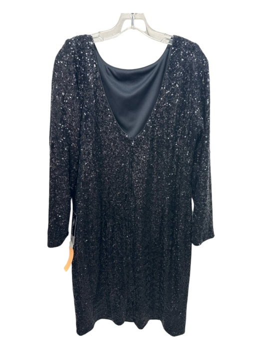 Frascara Size 16 Black Polyester Fully Sequined Long Sleeve Low Back Dress Black / 16