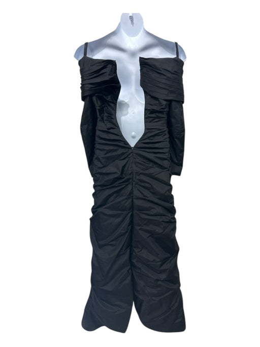 Catherine Regehr Size S / 6 Black Silk Off Shoulder Gathered Long Sleeve Gown Black / S / 6