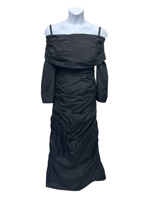 Catherine Regehr Size S / 6 Black Silk Off Shoulder Gathered Long Sleeve Gown Black / S / 6