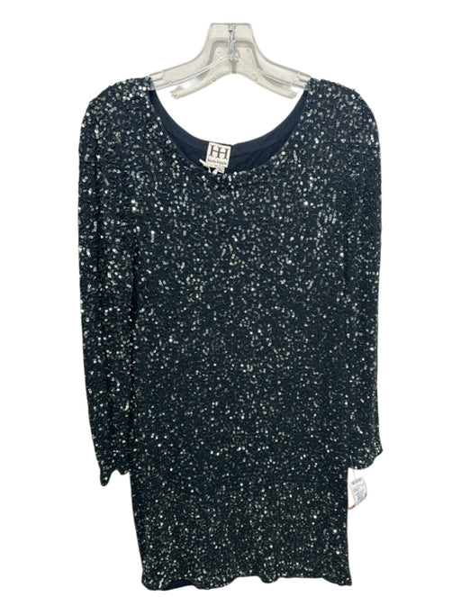 Haute Hippie Size L Black & Green Cotton & Modal Scoop Neck Sequinned Dress Black & Green / L