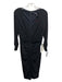 Tadashi Collection Size Large Black Polyester & Spandex Long Sleeve Deep V Dress Black / Large
