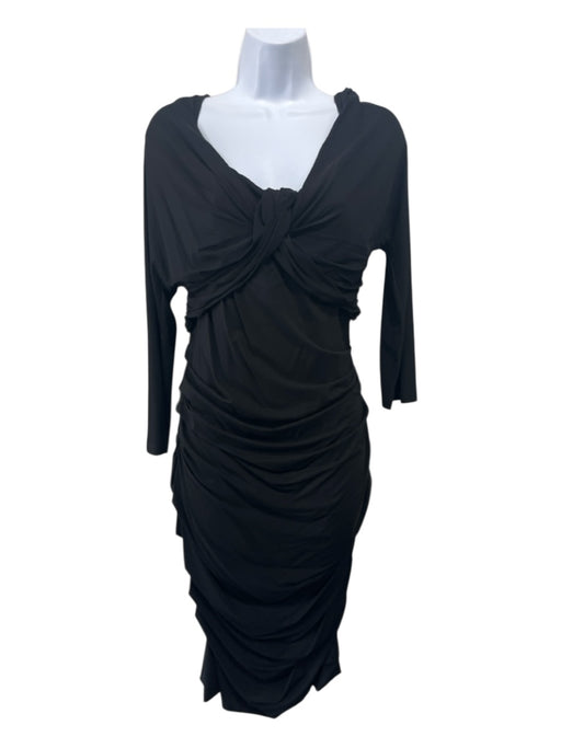 Dolce & Gabbana Size 48 Black Viscose Blend Long Sleeve Off Shoulder Dress Black / 48