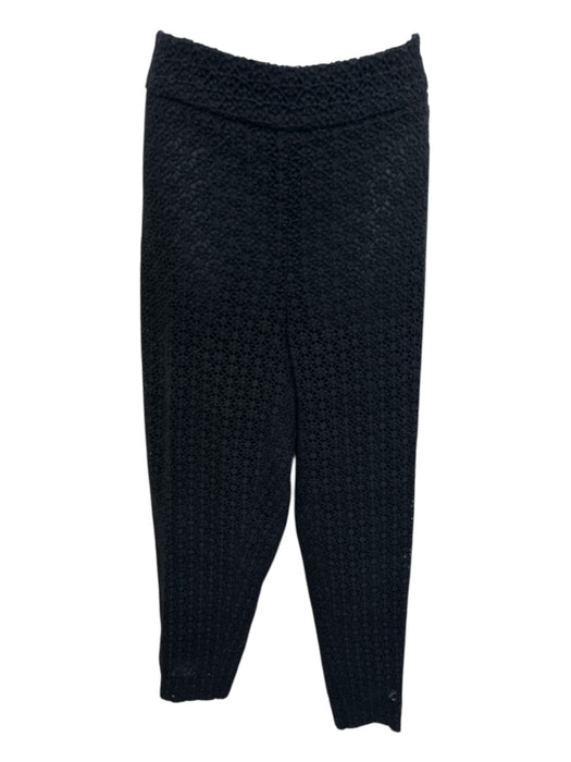 Oscar De La Renta Size 14 Black Cotton & Silk Lace Overlay Hidden Snaps Pant Set Black / 14