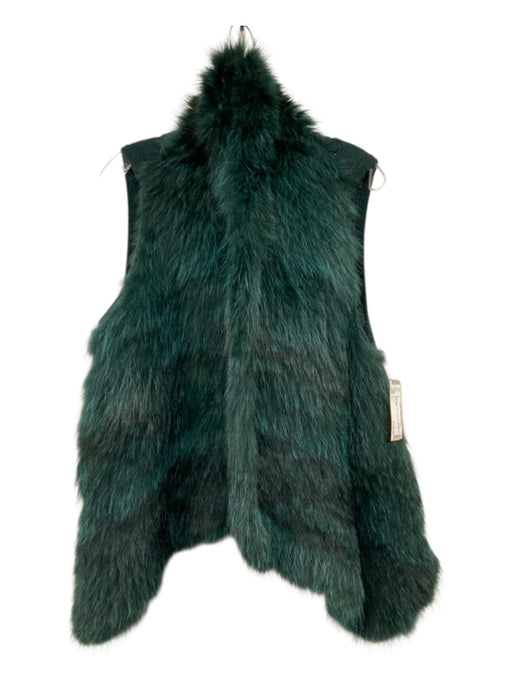 Theory Size L Dark Green Wool Raccoon Fur Knit Vest Dark Green / L