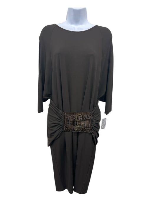 Michael Kors Size 10 Brown Rayon Blend Jersey 1/2 Sleeve high neck Dress Brown / 10