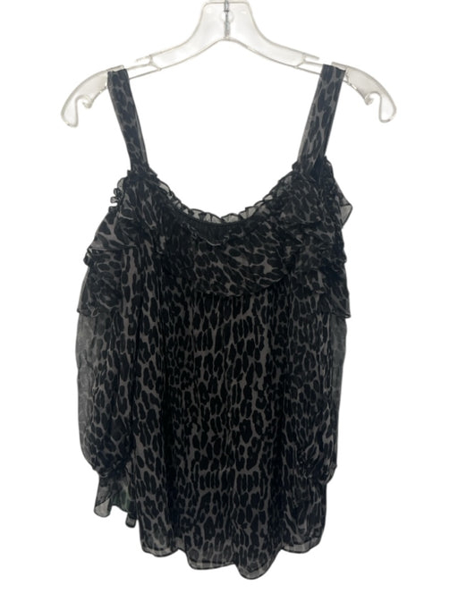 Nanette Lepore Size M Black & Gray Silk Off Shoulder Semi Sheer Top Black & Gray / M