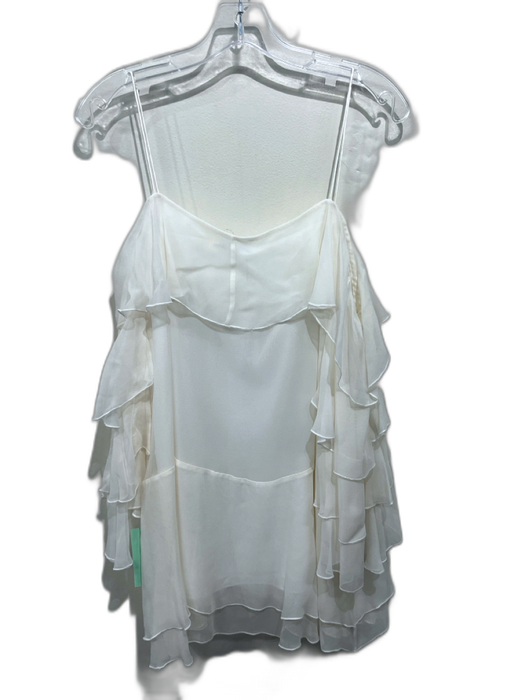 Alice + Olivia Size L White Silk Off Shoulder Tiered Ruffle Sleeve Flowy Top White / L