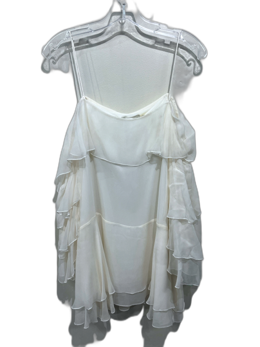 Alice + Olivia Size L White Silk Off Shoulder Tiered Ruffle Sleeve Flowy Top White / L
