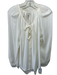 Joie Size L White Silk Long Sleeve Tie V Neck Button Up Gathered Detail Top White / L
