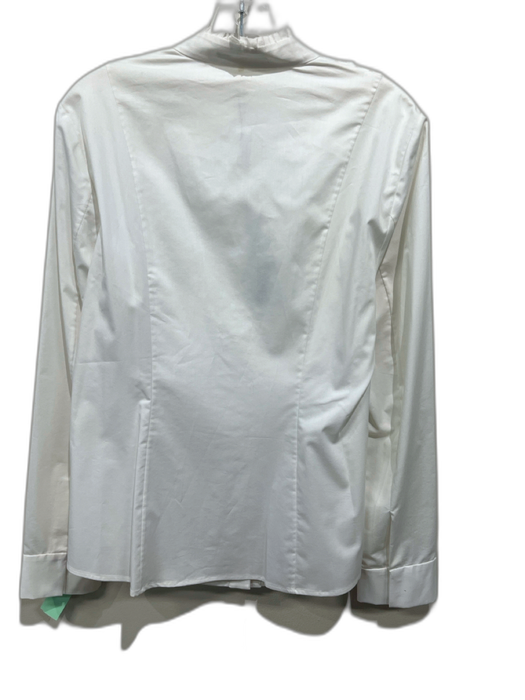 Elie Tahari Size L White Cotton Blend Long Sleeve Snap Button Front Shirt Top White / L
