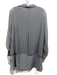 Elie Tahari Size L Gray Silk Sheer Long Sleeve Button Up Tiered Tunic Length Top Gray / L