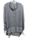 Elie Tahari Size L Gray Silk Sheer Long Sleeve Button Up Tiered Tunic Length Top Gray / L