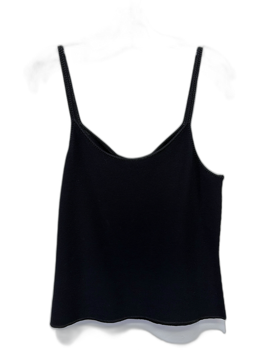 Giorgio Armani Size 46 Black Viscose Blend Ribbed Knit Spaghetti Strap Tank Top Black / 46
