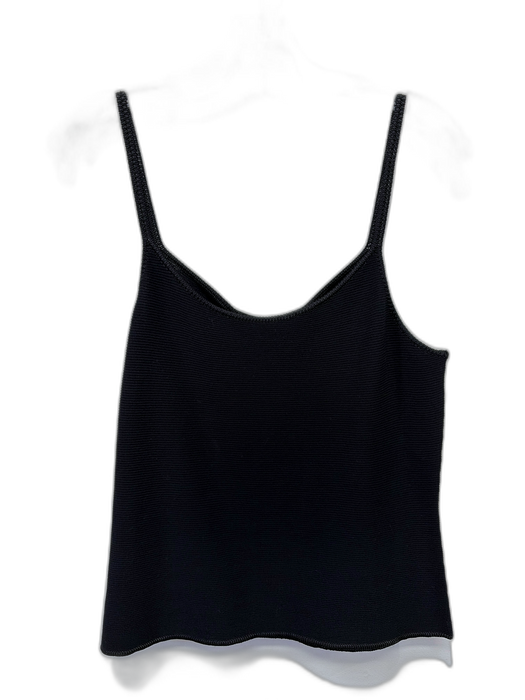 Giorgio Armani Size 46 Black Viscose Blend Ribbed Knit Spaghetti Strap Tank Top Black / 46