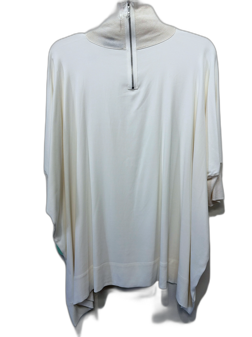 Vince Size M Cream White Rayon Blend Ribbed Turtleneck 1/2 Sleeve Back Zip Top Cream White / M