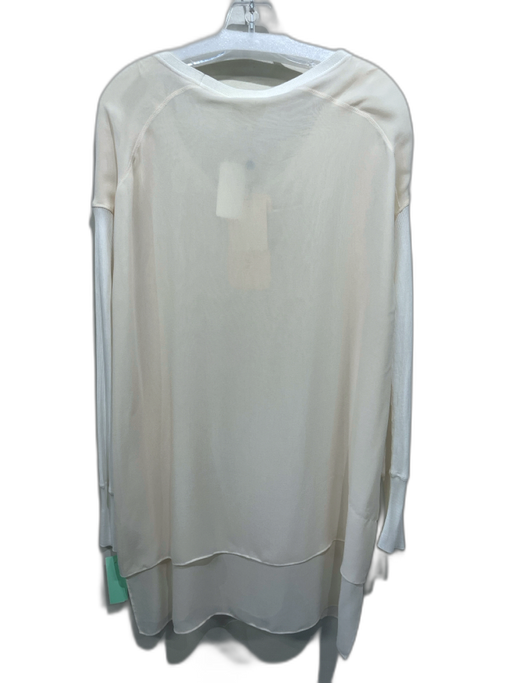 Rag & Bone Size L Cream Beige & White Silk Fabric Block Long Sleeve Top Cream Beige & White / L