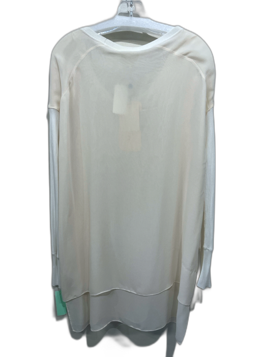 Rag & Bone Size L Cream Beige & White Silk Fabric Block Long Sleeve Top Cream Beige & White / L
