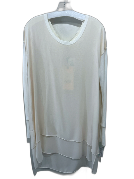 Rag & Bone Size L Cream Beige & White Silk Fabric Block Long Sleeve Top Cream Beige & White / L