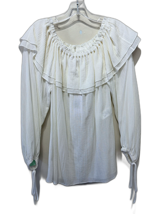 Michael Kors Collection Size L White Cotton Off Shoulder Long Balloon Sleeve Top White / L