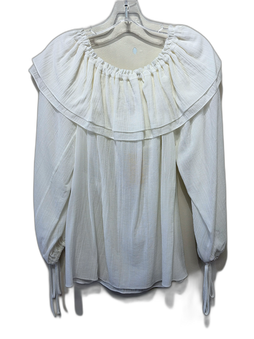 Michael Kors Collection Size L White Cotton Off Shoulder Long Balloon Sleeve Top White / L