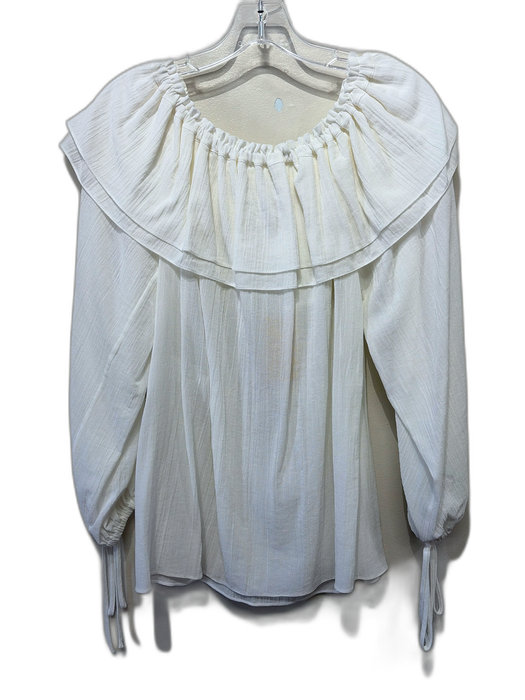Michael Kors Collection Size L White Cotton Off Shoulder Long Balloon Sleeve Top White / L