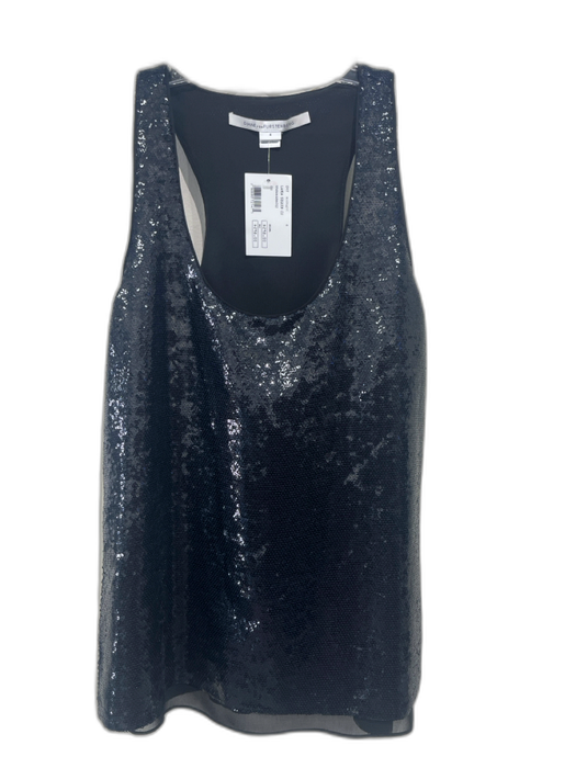 Diane Von Furstenberg Size 4 Midnight blue Polyester Sleeveless Sequined Top Midnight blue / 4
