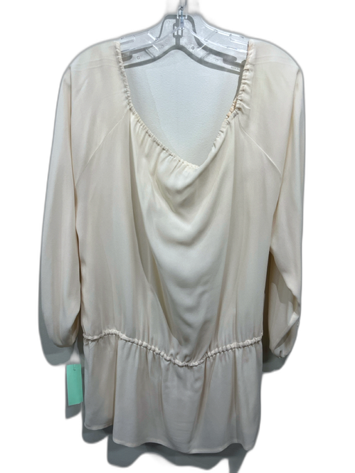 Michael Kors Size M Cream Beige Missing Fabric Tag Wide Neck Tie Detail Top Cream Beige / M