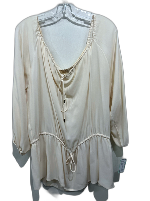 Michael Kors Size M Cream Beige Missing Fabric Tag Wide Neck Tie Detail Top Cream Beige / M