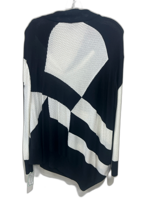 St. John Size L Black & White Wool Blend Knit Abstract Checkered Sweater Black & White / L